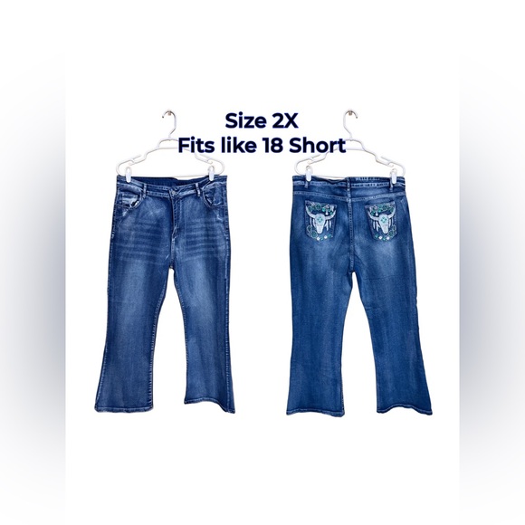 Denim - Unbranded Stretch Bootcut Jeans Western Pocket | 2X Fits 18 Short 🤠✨